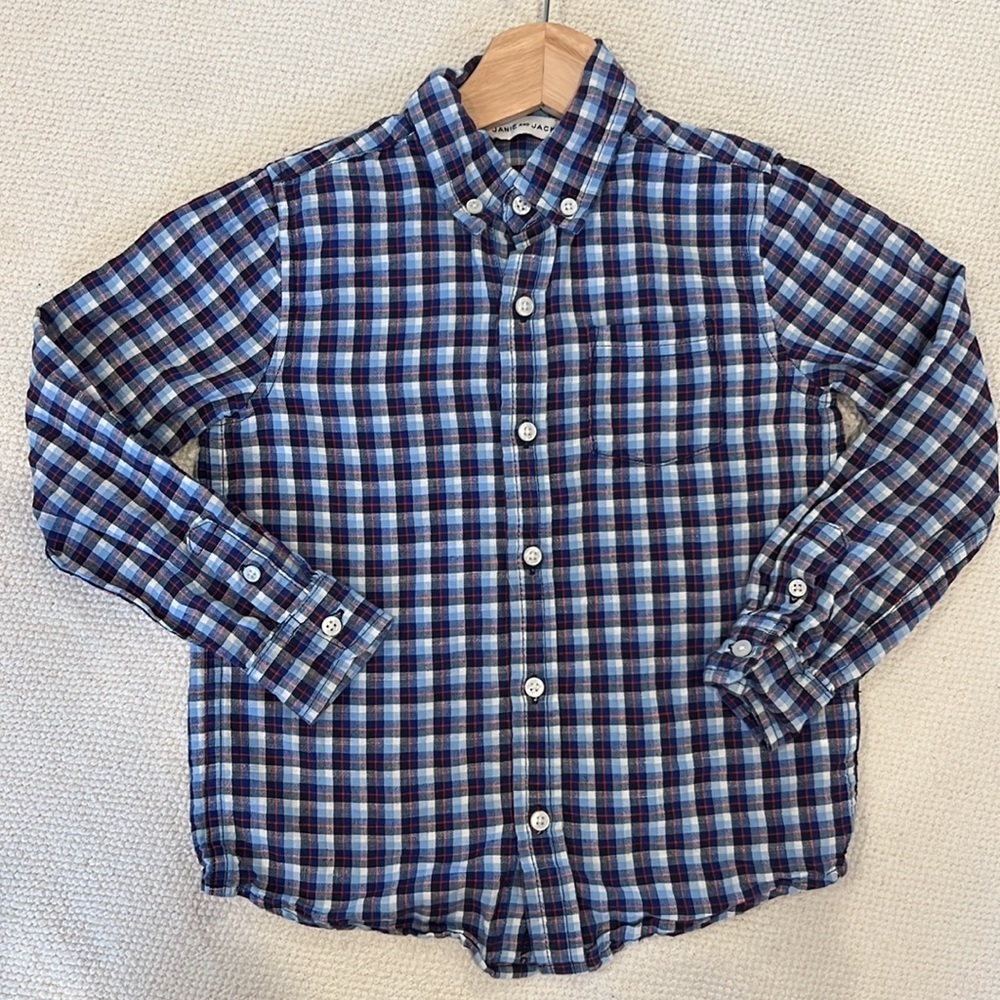 Janie & Jack Plaid Long Sleeve Button-Down Shirt